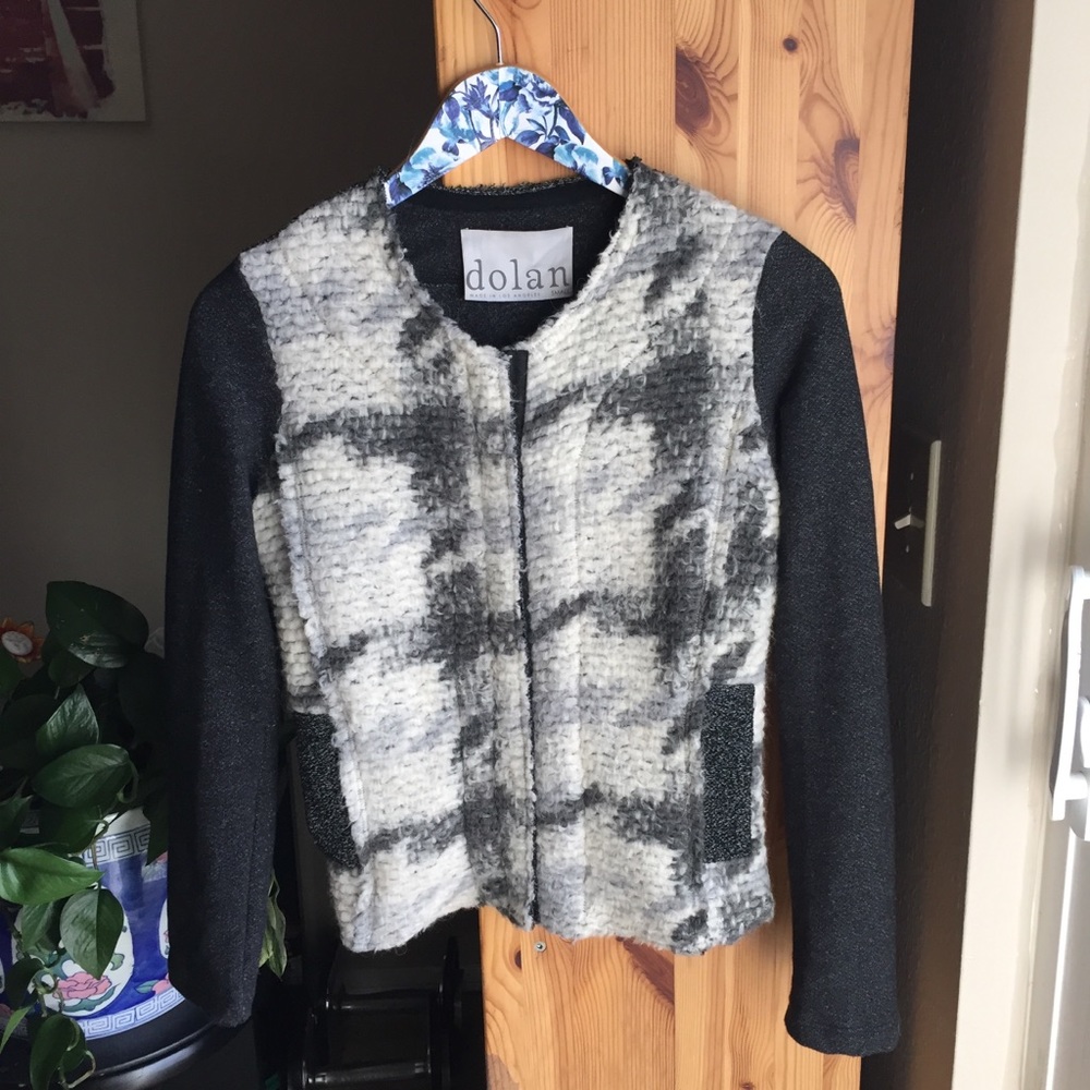 Dolan Tweed Wool/Mohair Zip Jacket, Small